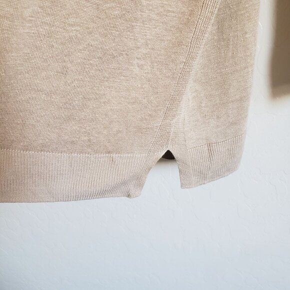 Talbots 100% Linen V-Neck Button Front Long Cardigan Tan Sz Women's 2X Plus NEW - Picture 9 of 11